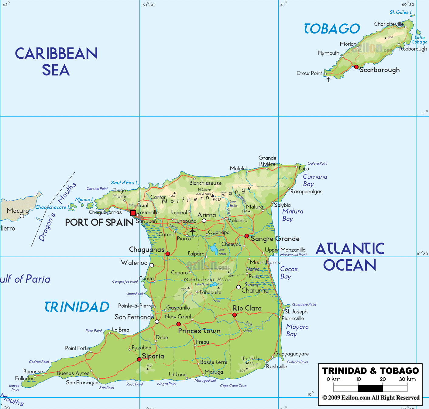 Trinidad physical map